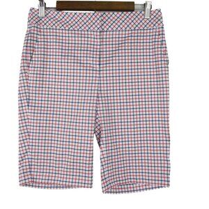 IZOD Golf Flat Front Classic Plaid Bermuda Shorts Size 2